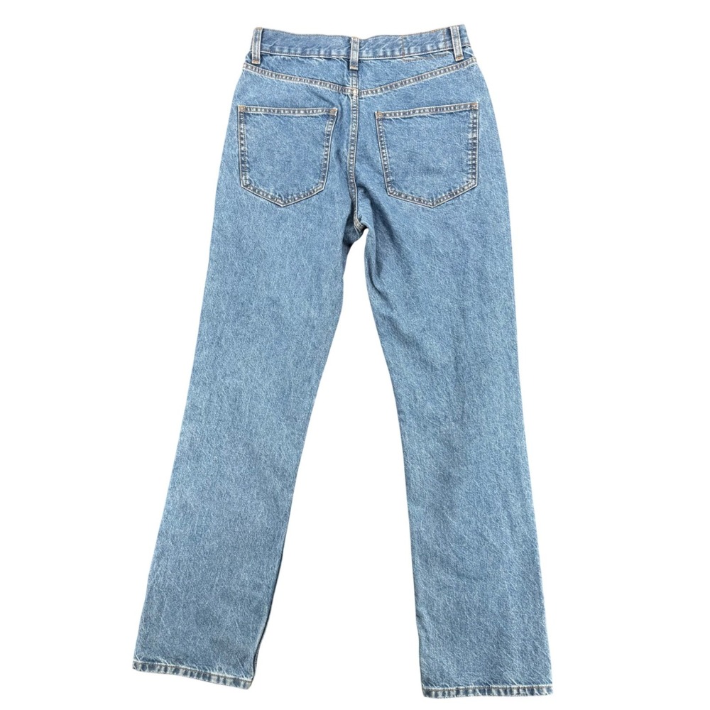 ASOS DESIGN Straight Leg High Rise Jeans Mid Wash Blue 28x32 100% Cotton - Picture 6 of 8
